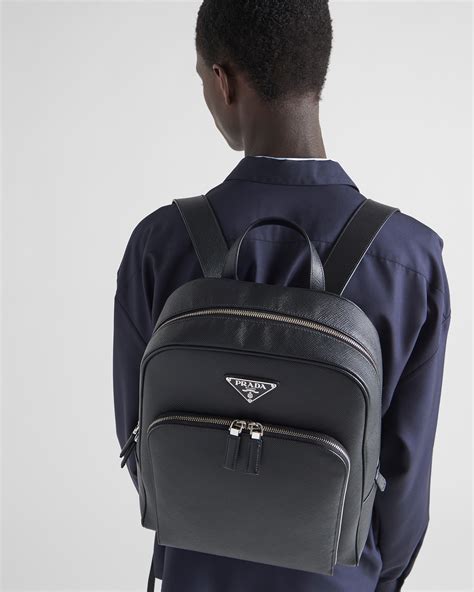 prada vela backpack silver studded silver saffiano leather black|Black Saffiano Leather Backpack .